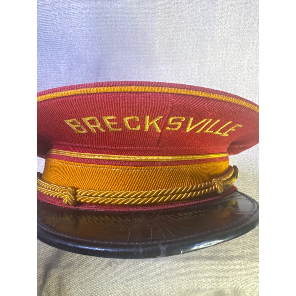 Vintage Brecksville High School Marching Band Visor Peaked Hat Cap Red Gold